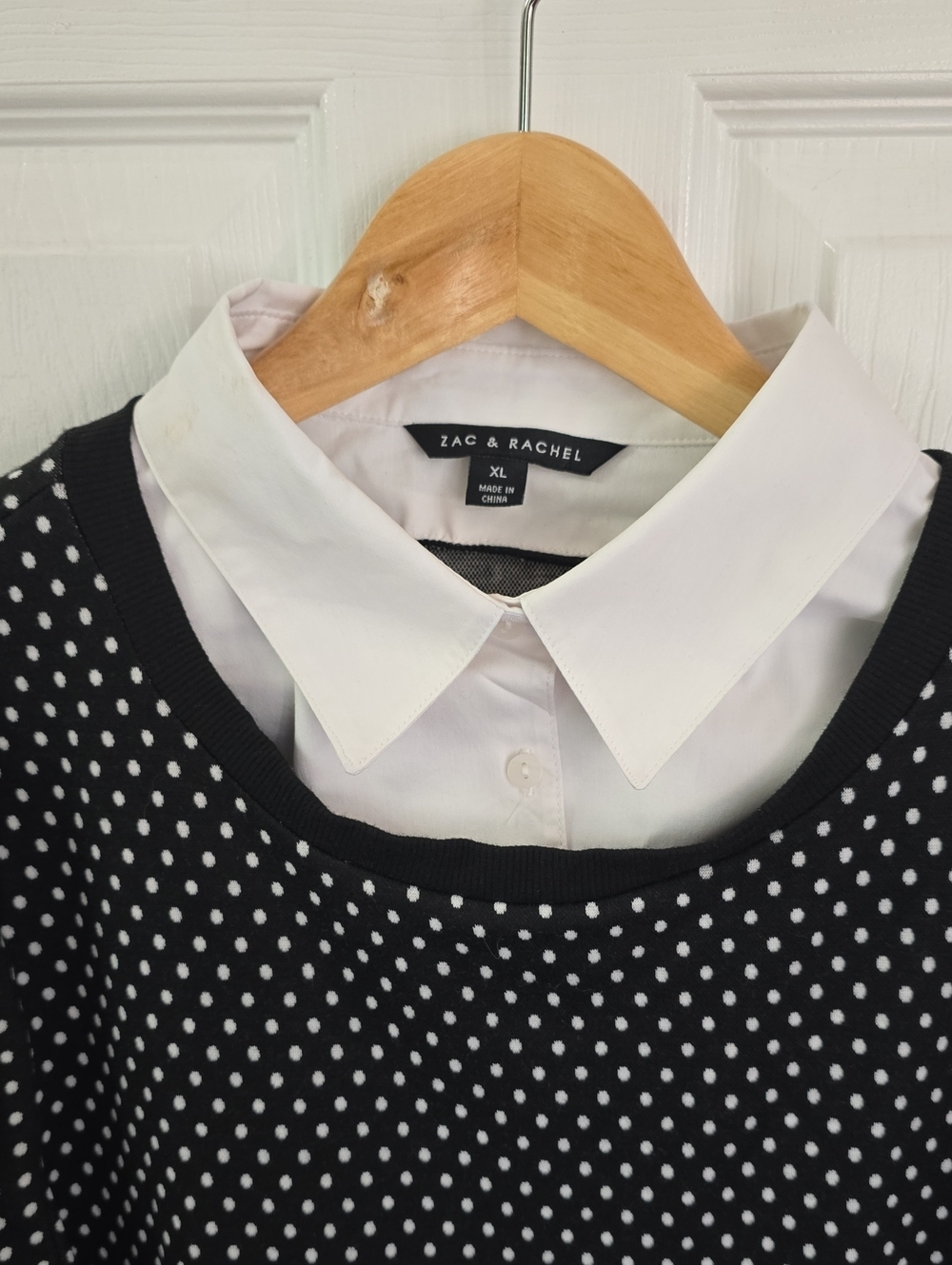 NWT Zac & Rachel Long Sleeve Polk Dot Sweater Faux Layer Shirt Size XL - Picture 5 of 16